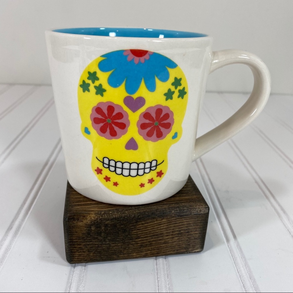 Magenta Yellow Sugar Skull Mug